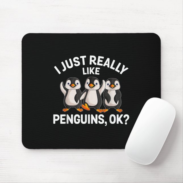 I Just Really Like Penguins OK Funny Penguin Lover Mouse Mat (With Mouse)