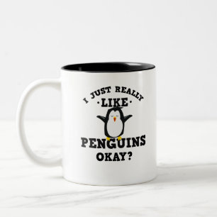 I Just Really Like Penguins Quote Two-Tone Coffee Mug
