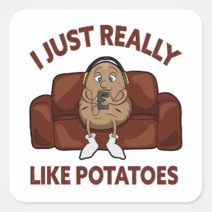 I Just Really Like Potatoes - Cute Potato  Square Sticker