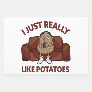I Just Really Like Potatoes - Cute Potato  Wrapping Paper Sheet