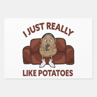 I Just Really Like Potatoes - Cute Potato  Wrapping Paper Sheet