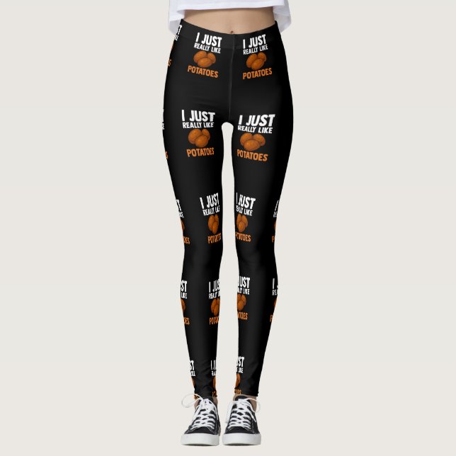 I Just Really Like Potatoes Potato Food Humour Leggings (Front)
