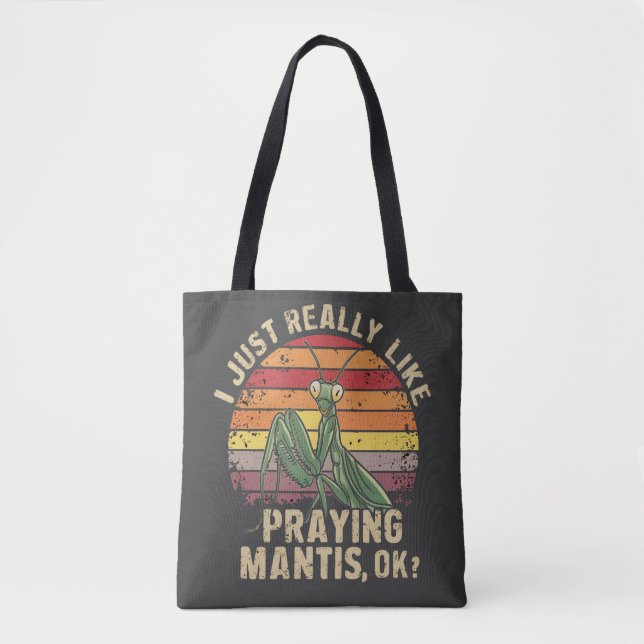 I Just Really Like Praying Mantis Ok Insect Retro Tote Bag (Front)