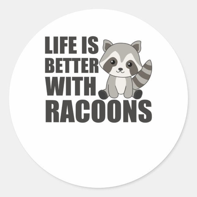 I Just Really Like Racoons Cute Racoon Classic Round Sticker (Front)