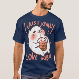 I Just Really Love Boba Kawaii Cat Bubble Tea Wome T-Shirt