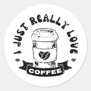 I just really love coffee classic round sticker