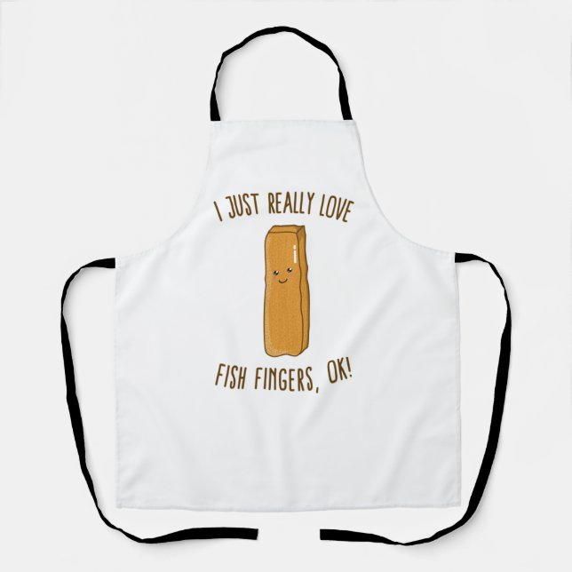 I Just Really Love Fish Fingers, Ok! Cute Kawaii Apron (Front)