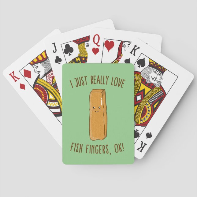 I Just Really Love Fish Fingers, Ok! Cute Kawaii Playing Cards (Back)