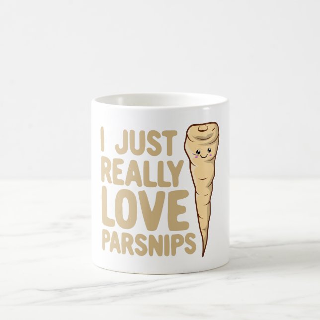 I Just Really Love Parsnips - Cute Kawaii Parsnip Coffee Mug (Center)
