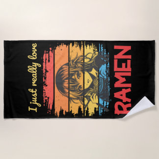 I just really love Ramen retro Anime Beach Towel