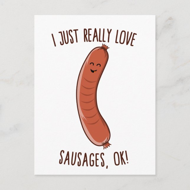 I Just Really Love Sausages, OK! Cute Kawaii Weine Postcard (Front)