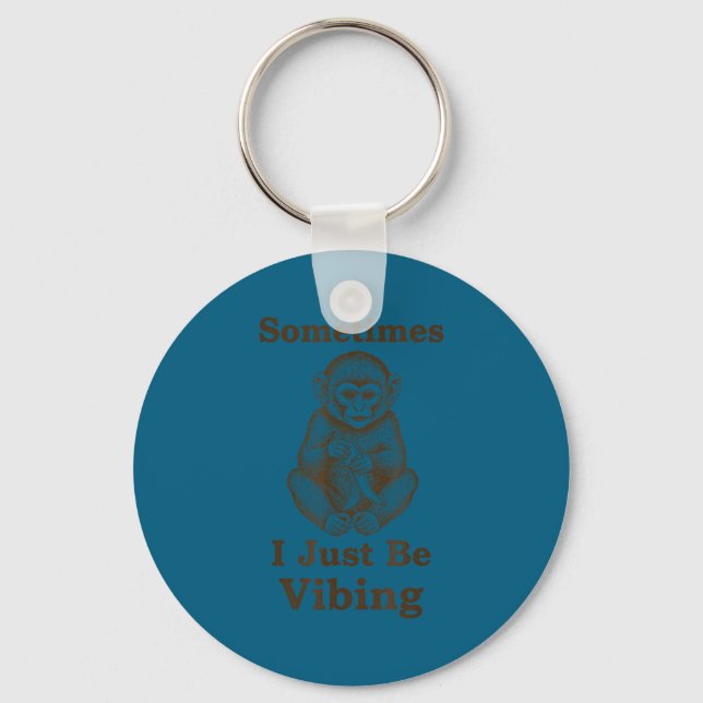 I Just Sometimes Vibing Monkey Retro Meme Key Ring (Front)
