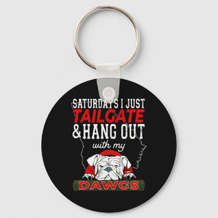 I Just Tailgate And Hangout With My Dawgs Vintage Key Ring