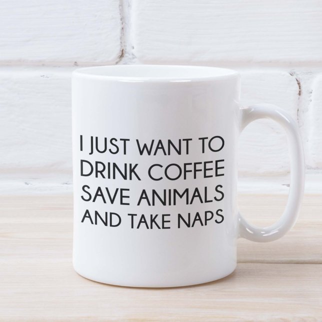 I Just Want To Coffee Mug (I Just Want To Drink Coffee Save Animals And Take Naps Mug)