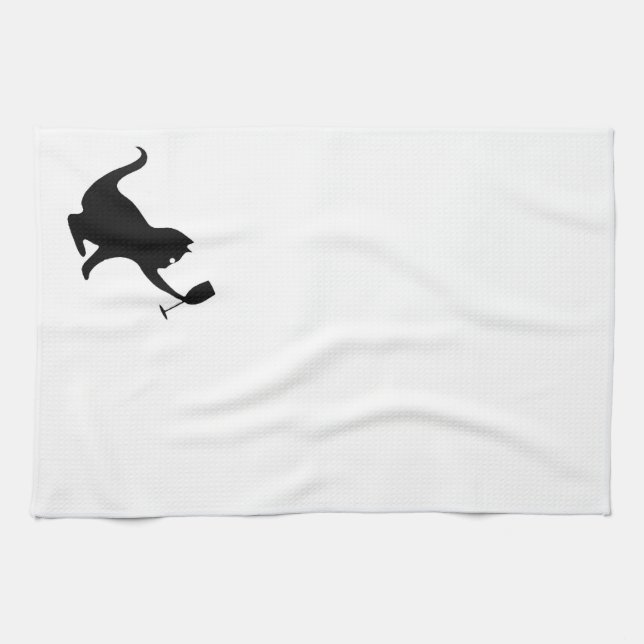 I just want to drink wine and pet my cat tea towel (Horizontal)
