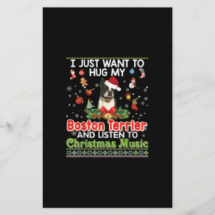 I Just Want To Hug My Boston Terrier Dog& Listener Stationery