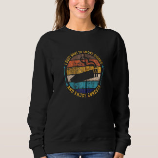 I Just Want To Smoke Cigars Vintage Sunset Cigar L Sweatshirt