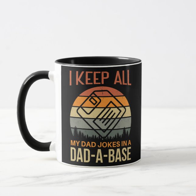 I Keep All My Dad Jokes In A Dad A Base Retro Mug (Left)