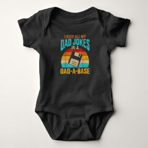 I Keep All My Dad Jokes In A Dad-A-Base Vintage Fa Baby Bodysuit