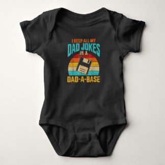 I Keep All My Dad Jokes In A Dad-A-Base Vintage Fa Baby Bodysuit