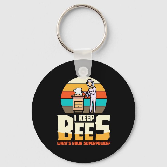 I Keep Bees Key Ring (Front)