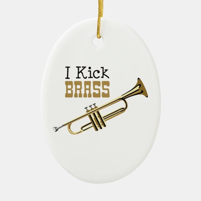I Kick Brass Ceramic Tree Decoration (Front)
