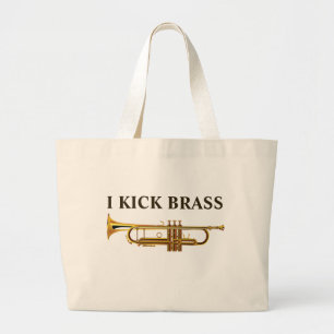 I Kick Brass Golden Trumpet Large Tote Bag