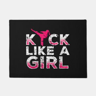 I Kick Like A Girl Karate Kickboxing Doormat