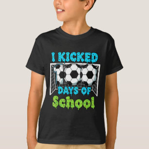 I Kicked 100 Days Of School Soccer Funny Boys Kids T-Shirt