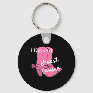 I Kicked Breast Cancer Pink Boot Survivor Design Key Ring