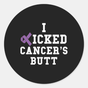 I Kicked Cancer's Butt Pancreatic Cancer Awareness Classic Round Sticker
