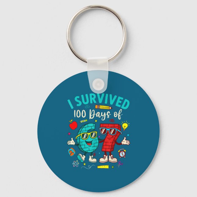 I Kids Survived 100 Days 67 100th Key Ring (Front)