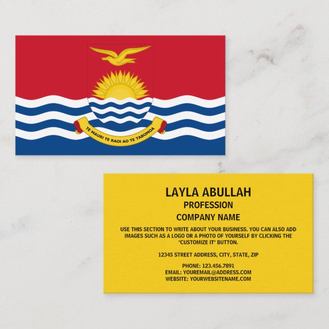 I-Kiribati Flag & Coat of Arms, Flag of Kiribati Business Card (Front/Back)