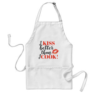 I Kiss Better Than I Cook   Lips Adult Apron