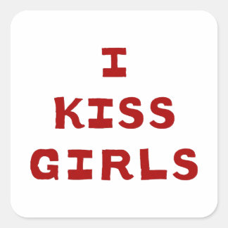 I Kiss Girls Bold Red Typography Sapphic Square Sticker