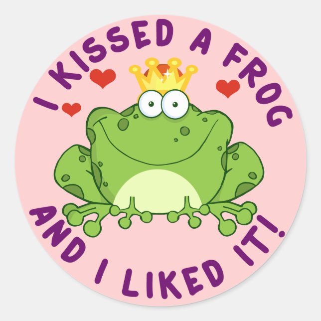 I Kissed a Frog on Valentine's Day Classic Round Sticker (Front)