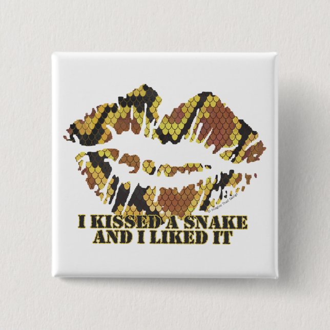 I Kissed a Snake Brown and Gold Print 15 Cm Square Badge (Front)