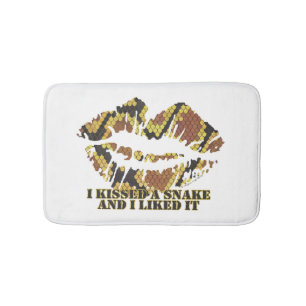 I Kissed a Snake Brown and Gold Print Bath Mat