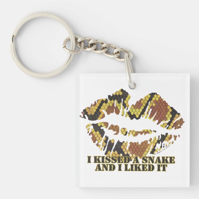 I Kissed a Snake Brown and Gold Print Key Ring (Front)