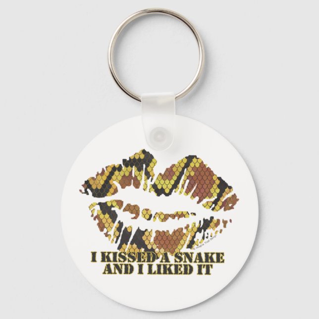 I Kissed a Snake Brown and Gold Print Key Ring (Front)