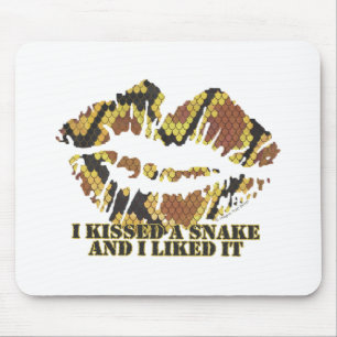 I Kissed a Snake Brown and Gold Print Mouse Mat