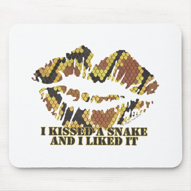 I Kissed a Snake Brown and Gold Print Mouse Mat (Front)