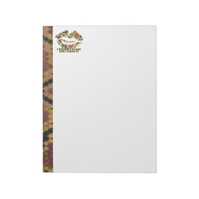 I Kissed a Snake Brown and Gold Print Notepad (Rotated)