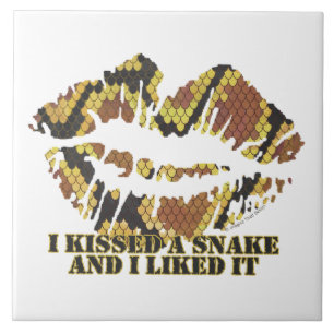 I Kissed a Snake Brown and Gold Print Tile