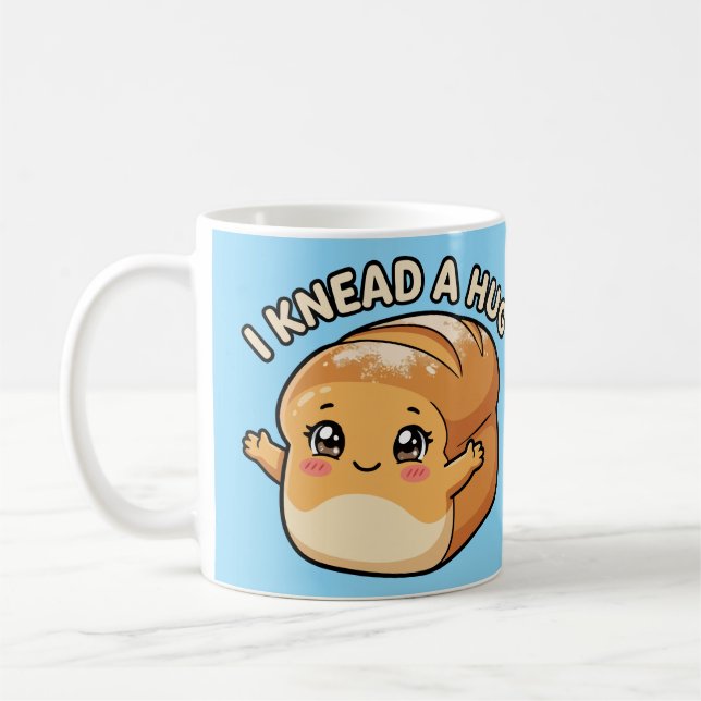 I Knead A Hug — Kawaii Bread Coffee Mug (Left)