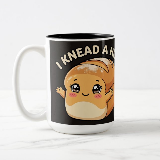 I Knead A Hug — Kawaii Bread Two-Tone Coffee Mug (Left)