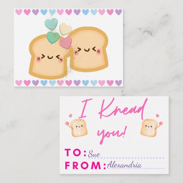 I Knead You Classroom Valentines Kids Card (Front/Back)