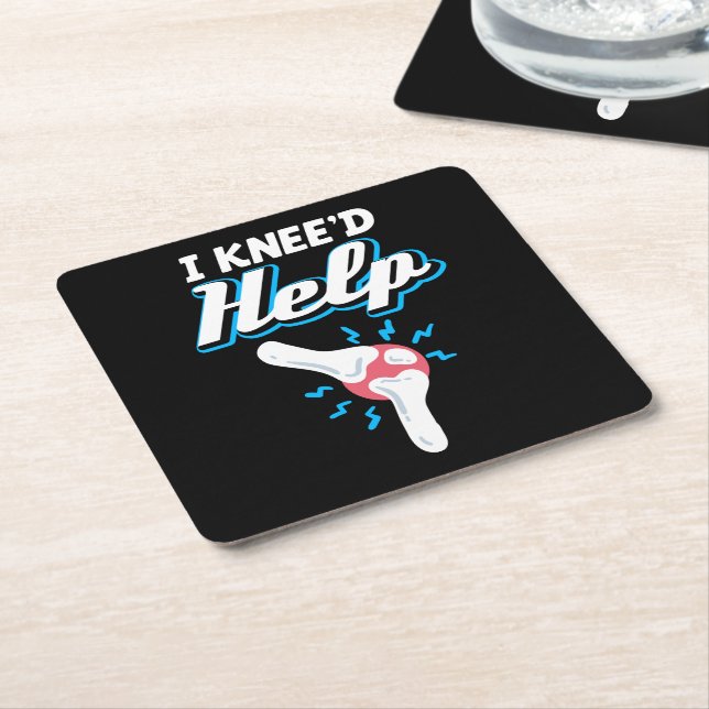 I Kneed Help Knee Replacement Surgery Joint New Kn Square Paper Coaster (Angled)