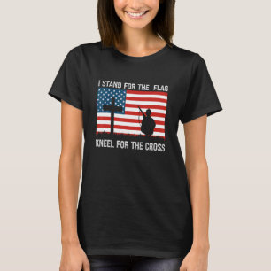 I Kneel At The Cross And Stand At The Flag Design T-Shirt