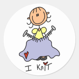 I Knit Classic Round Sticker